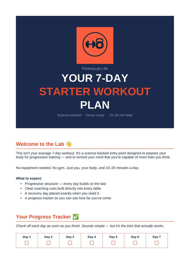 7 day starter workout (free) CLick to download
